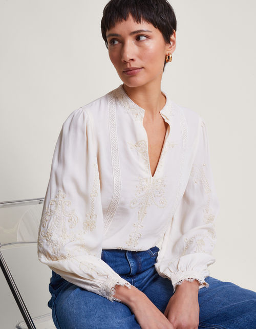 Elsa Embellished Blouse Ivory