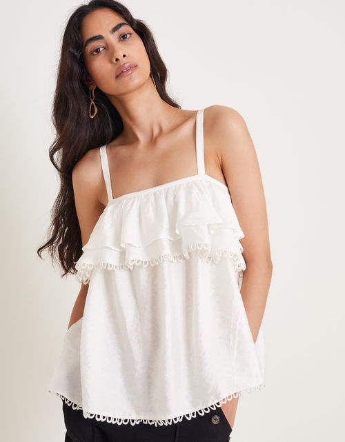 Aesha Frill Cami Top White