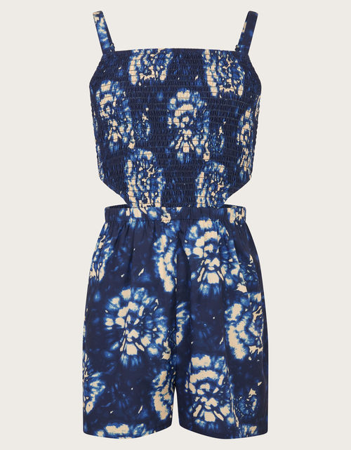 Cut-Out Tie Dye Playsuit Blue