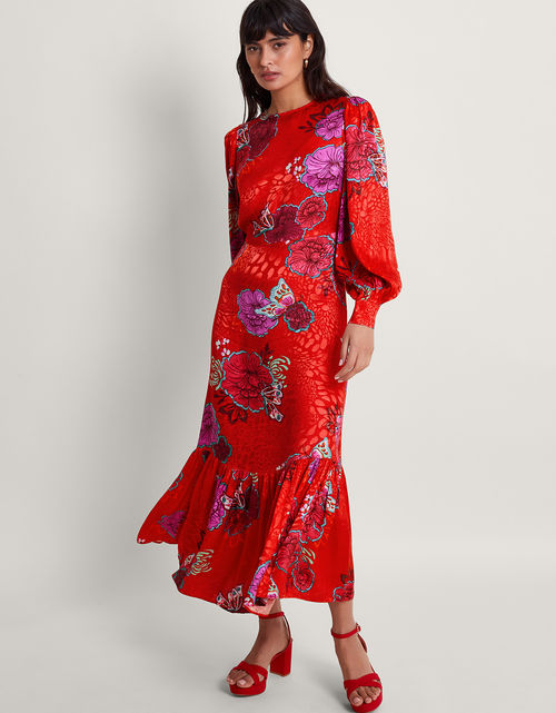 Esme Floral Tea Dress Red