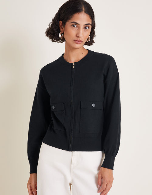 Nora Knit Bomber Jacket Black