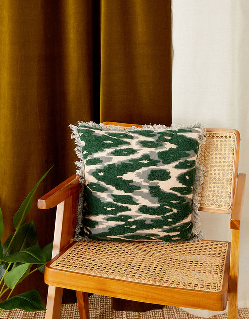 Ikat Print Fringe Cushion in...