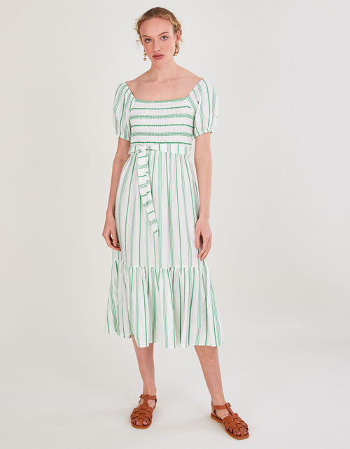 Stripe Jacquard Belted Tiered...