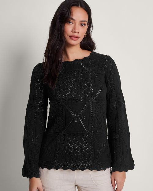 Pax Pointelle Jumper Black