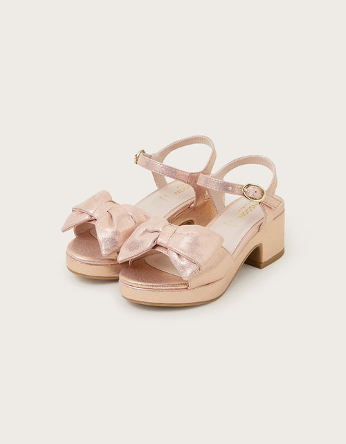 Shimmer Bow Heeled Shoes Pink