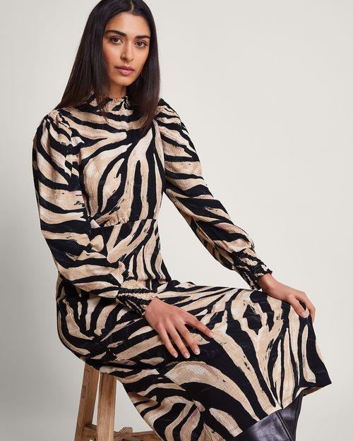 Animal Print Dress Black