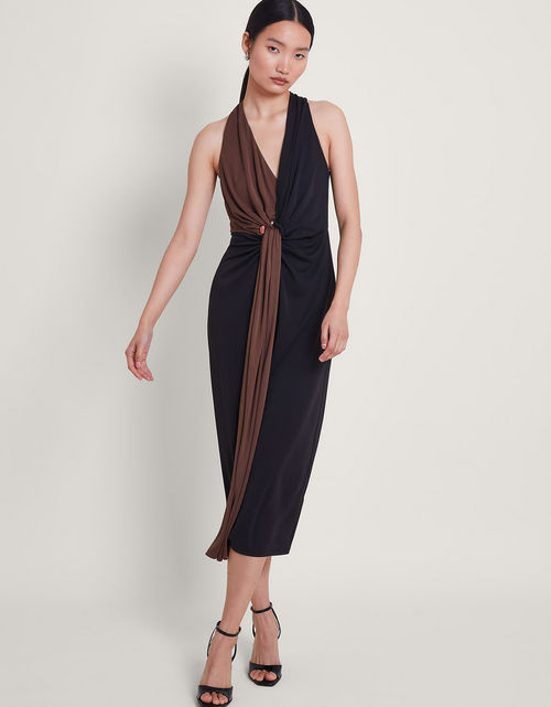 Tia Two-Tone Dress Brown