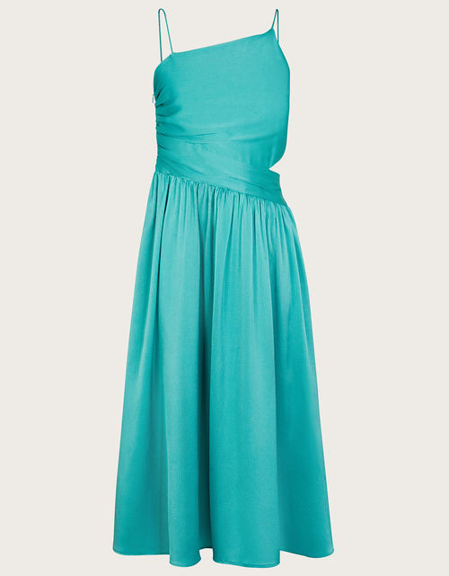 Satin Cut-Out Prom Dress Green