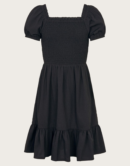 Seersucker Dress Black