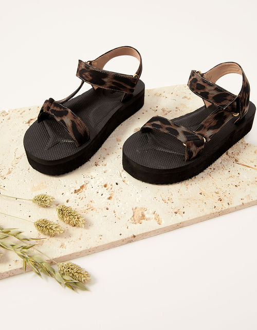 Fabric Print Sandals Brown