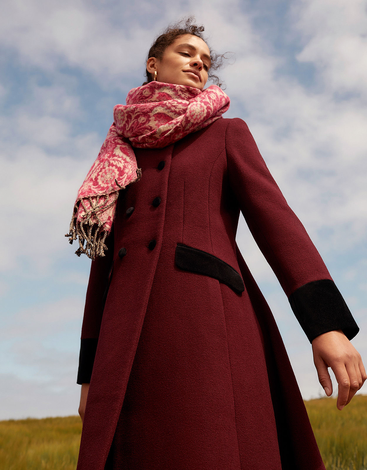 Red top skirted coat