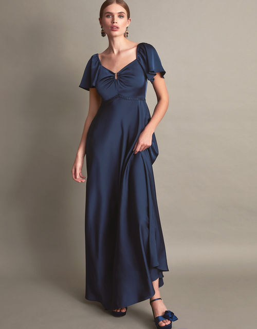 Savannah Satin Maxi Dress Blue