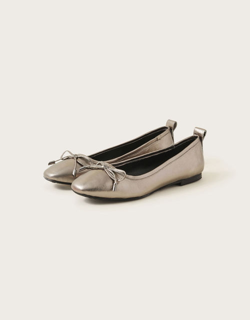 Metallic Leather Ballet Flats...