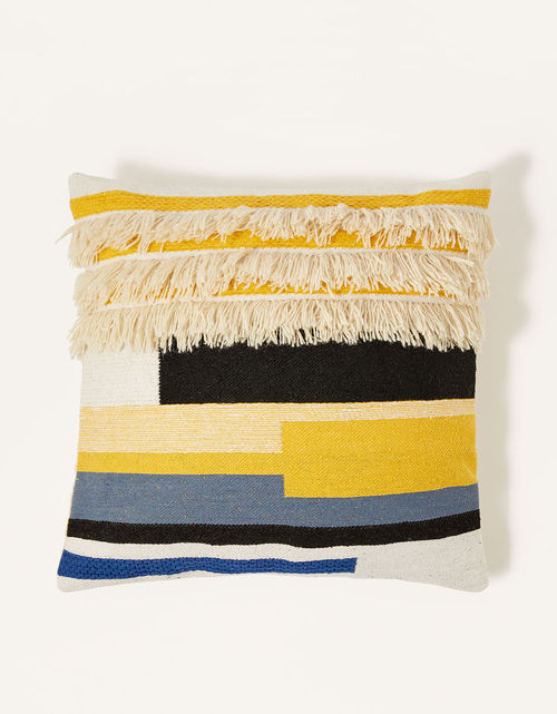 Colour Block Fringe Cushion