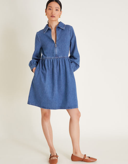 Alana Shirt Zip Denim Dress...