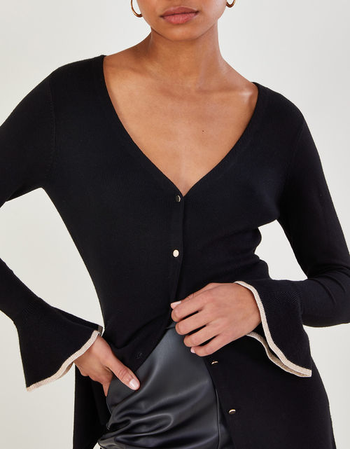 Ribbed Midi Cardigan with LENZING™ ECOVERO™ Black