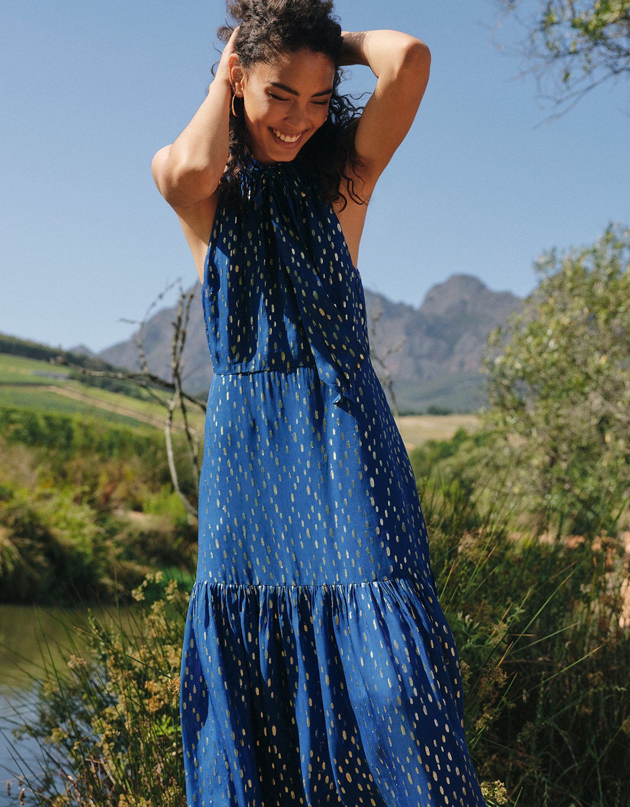 Monsoon blue spot dress new arrivals