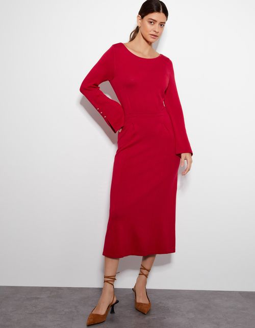 Sal Slash Knit Dress Red