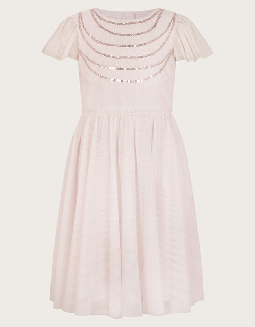 Emma Sequin Ruffle Dress Pink