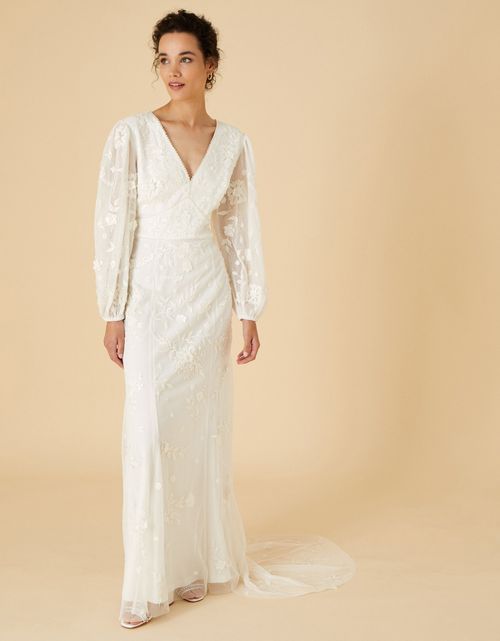 Jennifer Long Sleeve Bridal Maxi Dress Ivory