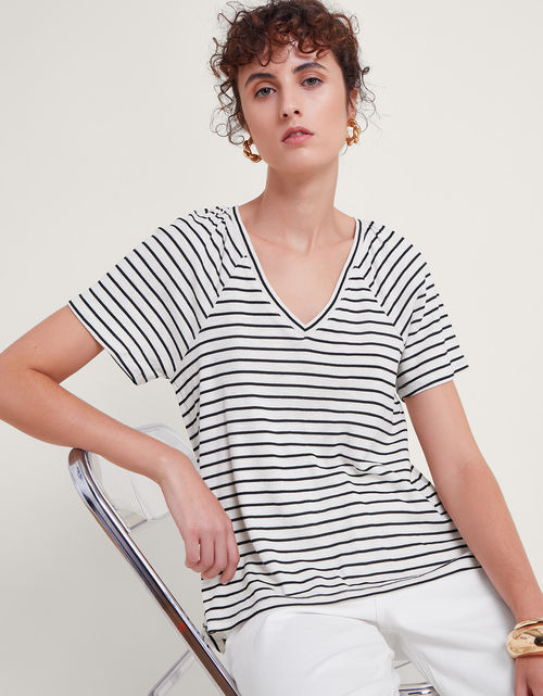 Saskia Stripe T-Shirt Ivory