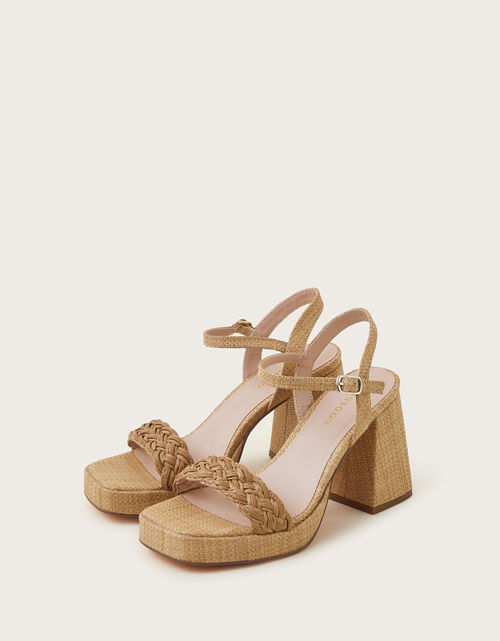 Raffia Block Heel Sandals...