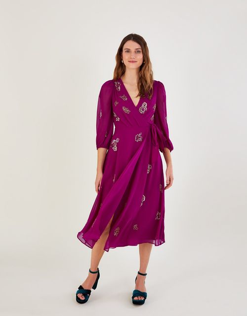 Ava Embellished Wrap Dress in...