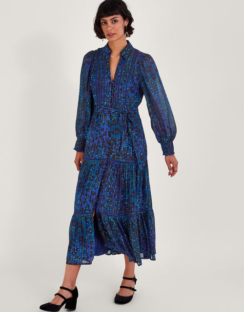 Nula Print Tier Dress Blue