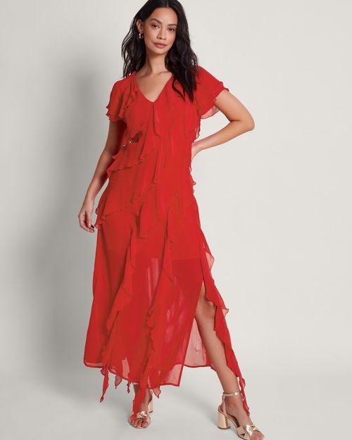 Renata Ruffle Maxi Dress Red