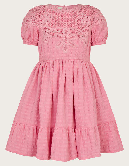 Crochet Woven Dress Pink