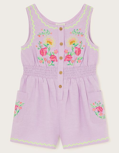 Linen Embroidered Playsuit...