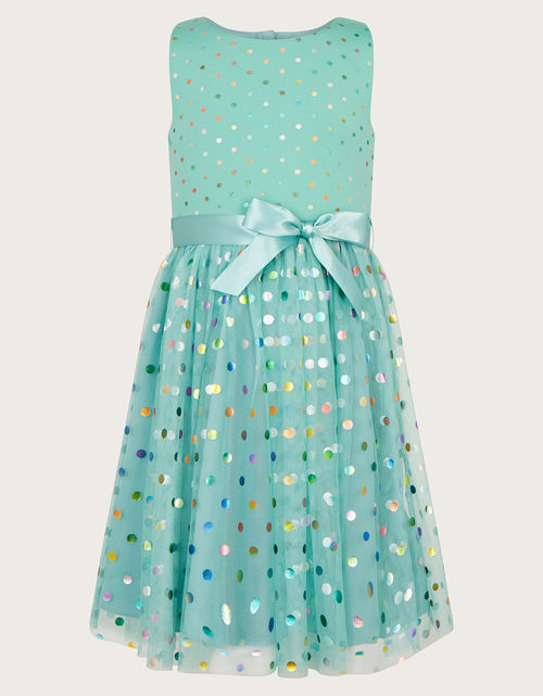 Tracie Spot Scuba Dress Green