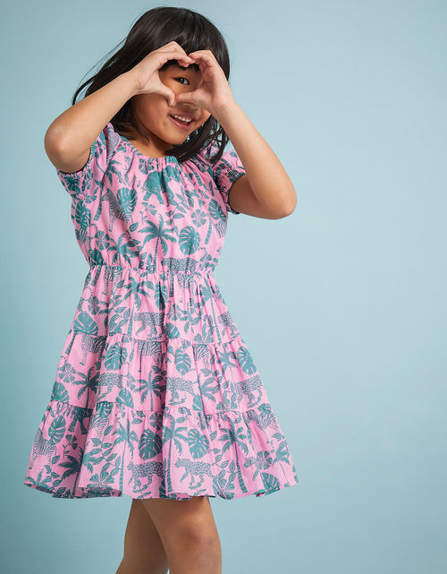 Elephant Print Dress Pink