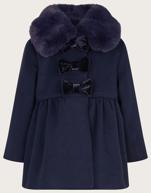 Baby Triple Bow Coat Blue