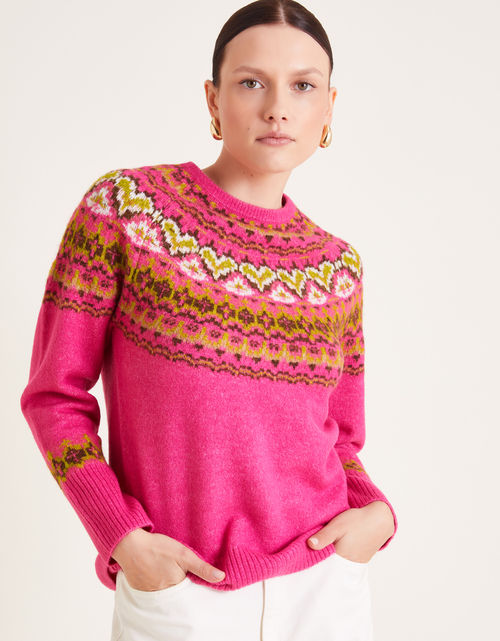 Fern Fair Isle Jumper Pink