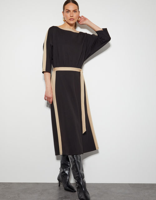 Diya Jersey Dolman Midi Dress Black