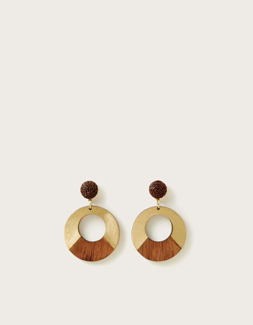 Wooden Circle Drop Earrings