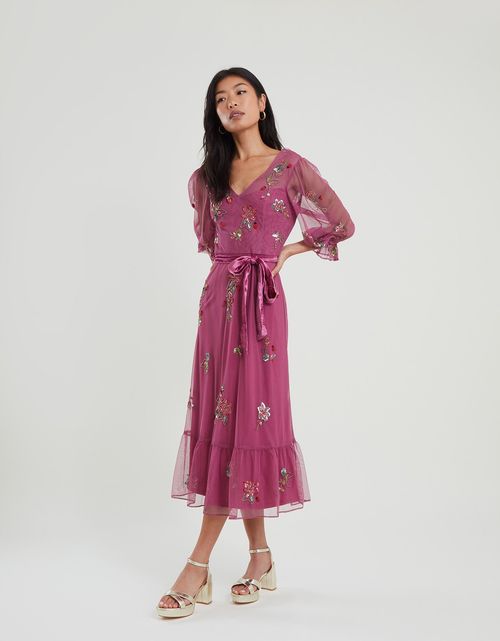 Sabrina Embellished Midi Dress Pink