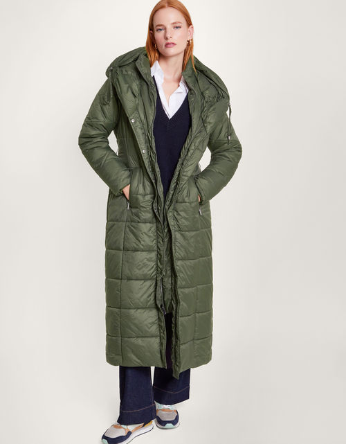 Sadie Faux Fur Trim Wrap Coat Green