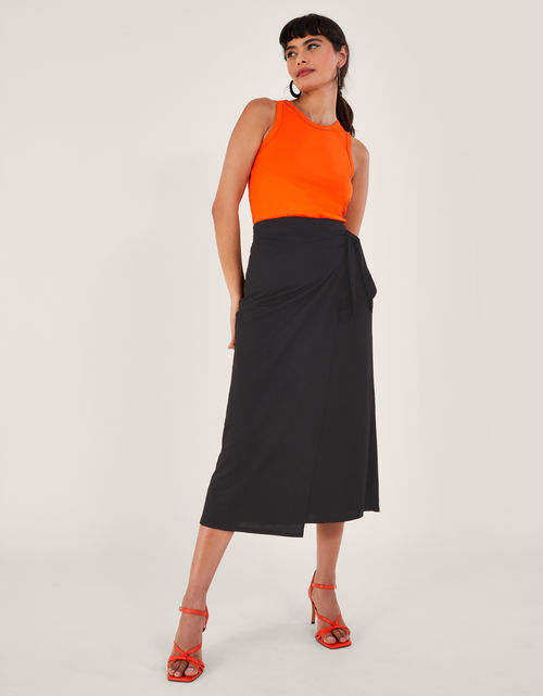 Winnie Wrap Midi Skirt Black