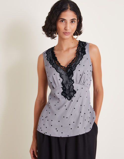 Clea Lacy Spot Cami Top Silver