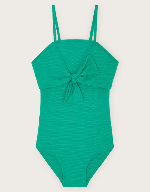 Bow Textured Swimsuit Green