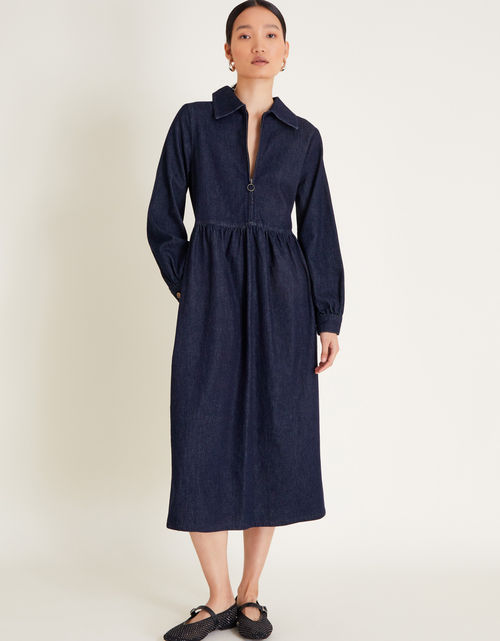 Alana Zip Midi Dress Blue