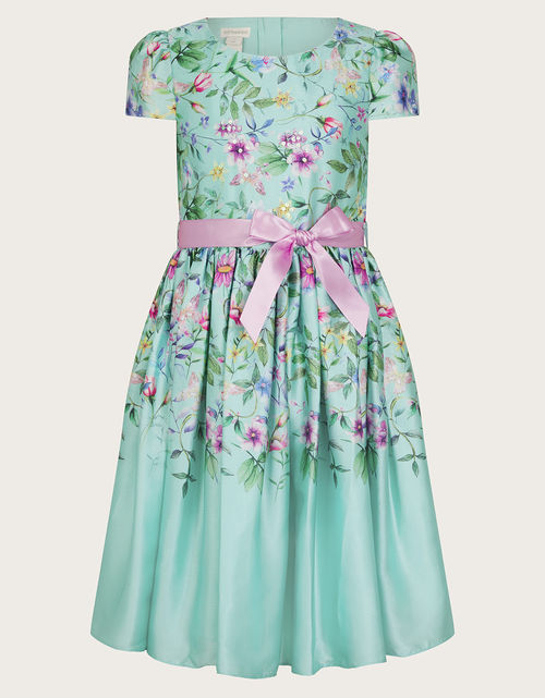 Botanical Print Satin Dress...