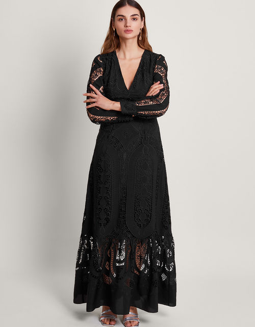 Harlow Lace Maxi Dress Black