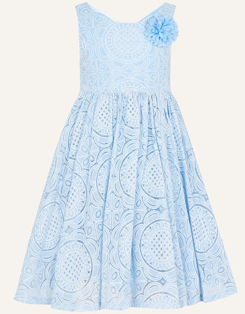 Ottilie Lace Flower Dress Blue