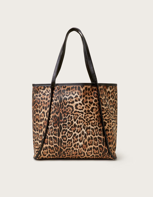 Mava Leopard Print Faux Leather Tote Bag