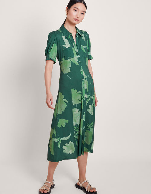 Zannah Print Shirt Dress Green