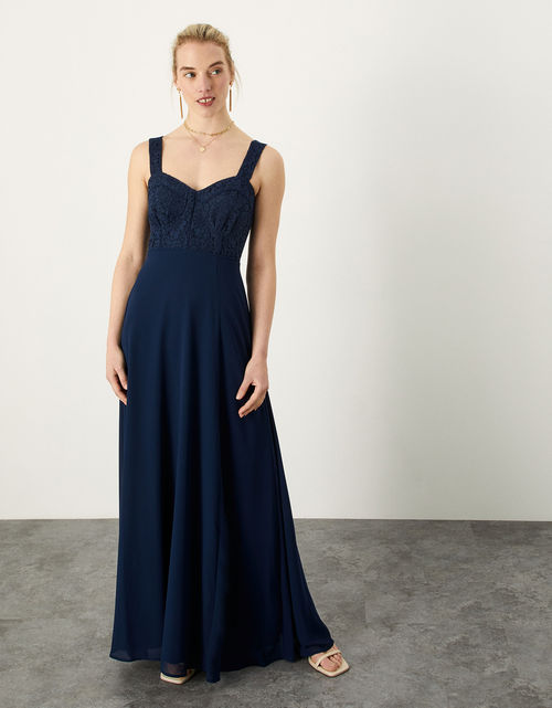 Lena Lace Maxi Dress Blue, Evening Dresses