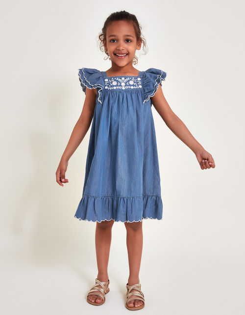 Embroidered Chambray Dress...